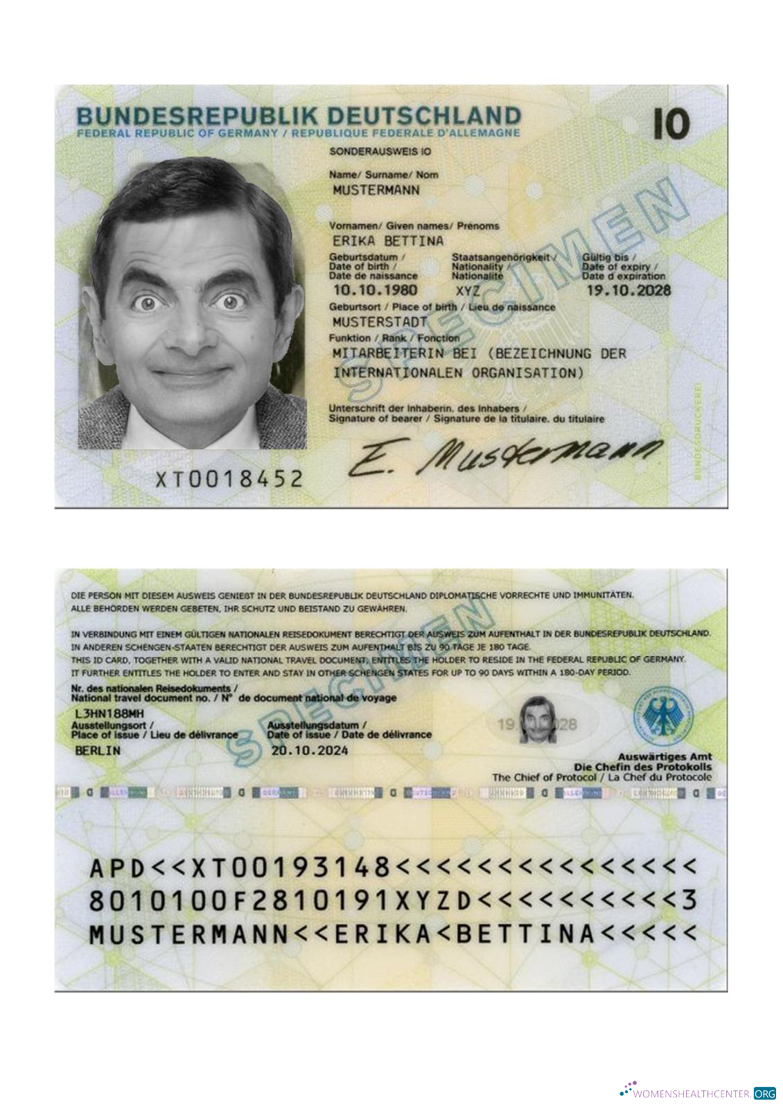 Download Germany special ID card 2024 present Photoshop template